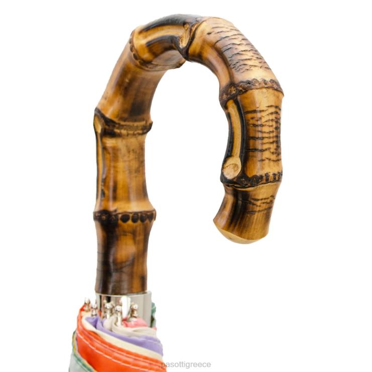 ομπρέλα | PASOTTI 64 rainbow-1 b - ομπρέλα ουράνιου τόξου με λαβή από μπαμπού 2N6B8572 γυναίκες